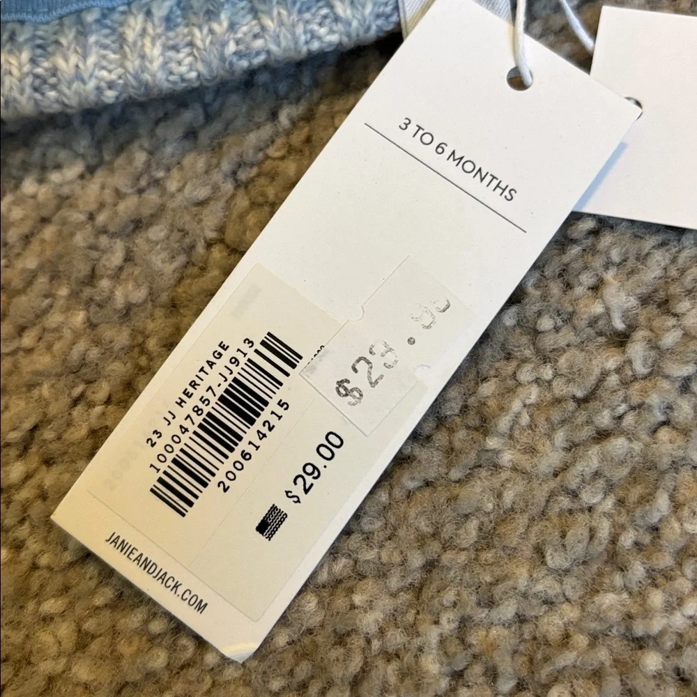 Janie and Jack Light Blue Cable Knit Hat 3-6 m.  NEW with Tags!